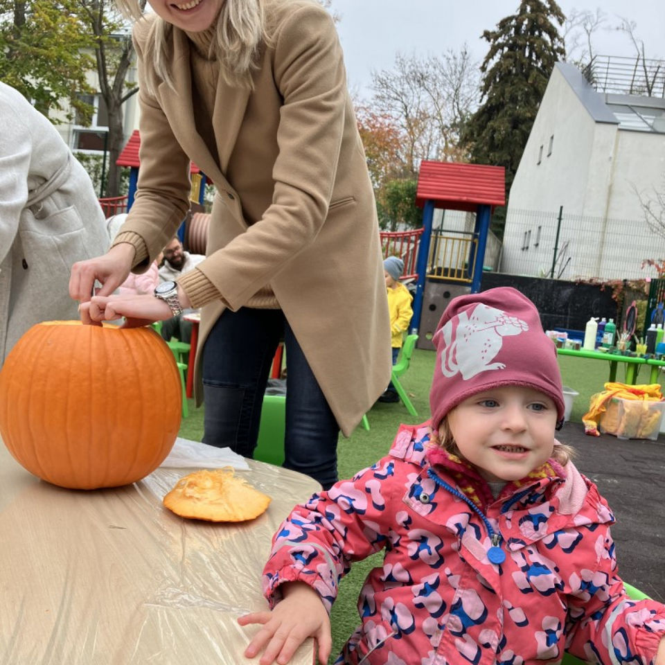 Pumpkin carving with parents