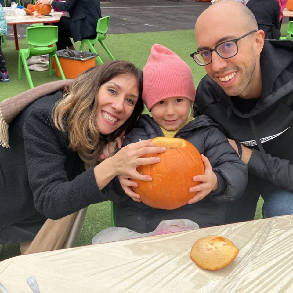 Pumpkin carving with parents
