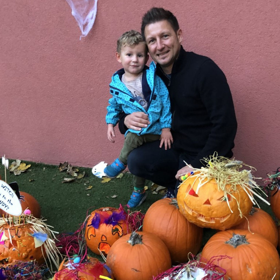 Pumpkin carving with parents