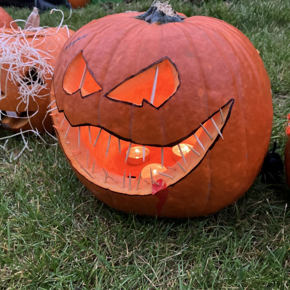 Pumpkin carving with parents