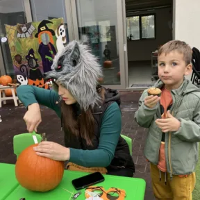 Pumpkin carving with parents