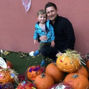 Pumpkin carving with parents